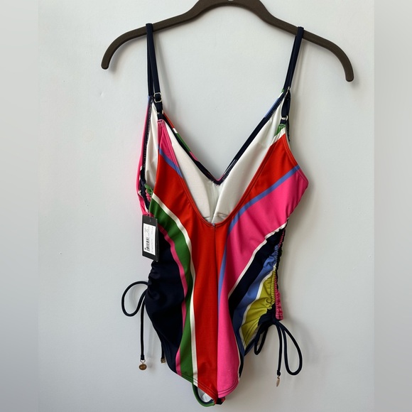 KATE SPADE - BNWT - Plunge V Multicolor Stripe One Piece - Medium - Picture 4 of 8